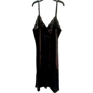 Vtg WonderMaid Black Nylon Full Slip dress Lace Trim Sz 36 UNION MADE tag Sexy